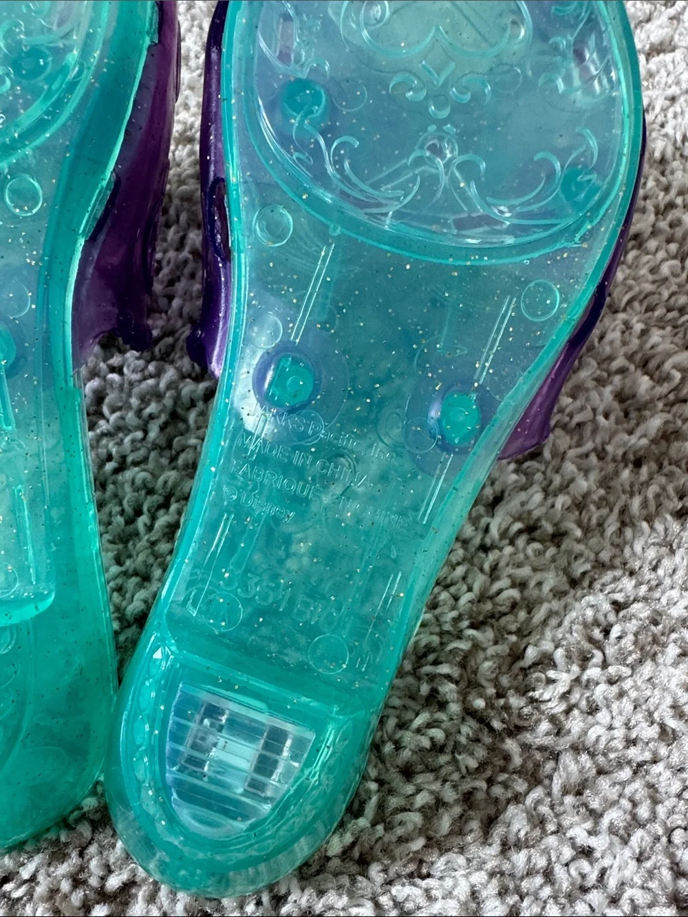 Girls' Ariel Jelly Slide Heels/ Sandals in Teal and Purple